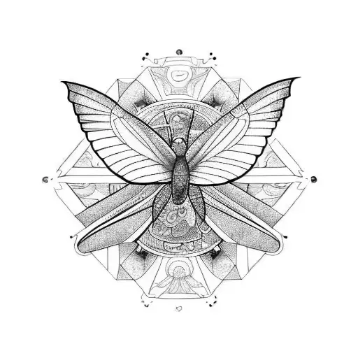 Quetzal bird twirling with Morpho butterfly  tattoo design idea