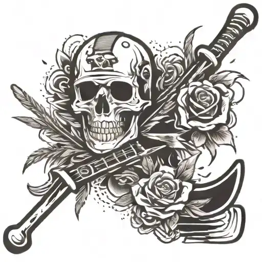 rest in peace with hockey sticks  tattoo design idea