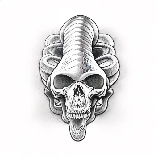 snake black mamba bones scull tattoo design idea