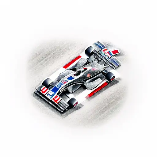 A motorsport race track intertwined with piano keys tattoo design idea