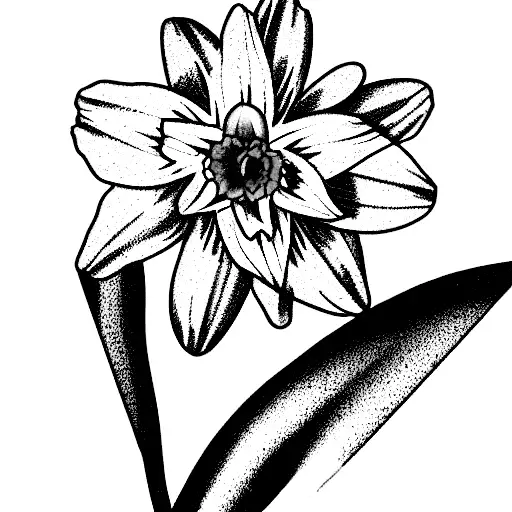 daffodil and marigold and narcissus  tattoo design idea