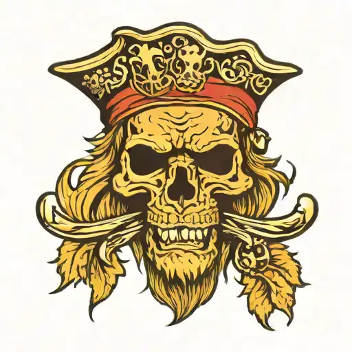 half lion half skull pirate tattoo design idea