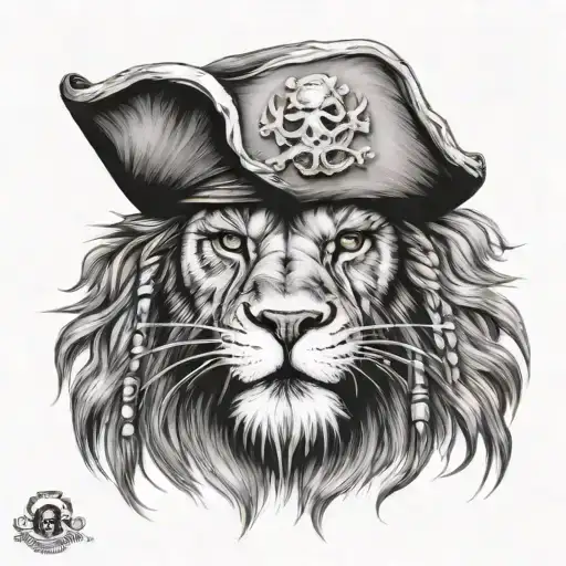 pirate lion with eye patch tattoo design idea
