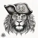 pirate lion with eye patch tattoo design idea