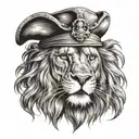 pirate lion with eye patch tattoo design idea