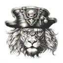 pirate lion with eye patch tattoo design idea
