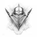 cavaleiro com armadura medieval com espada e asas de anjo tattoo design idea