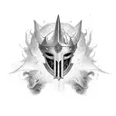 cavaleiro medieval com espada e asas de anjo tattoo design idea