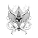 cavaleiro medieval com espada e asas de anjo tattoo design idea