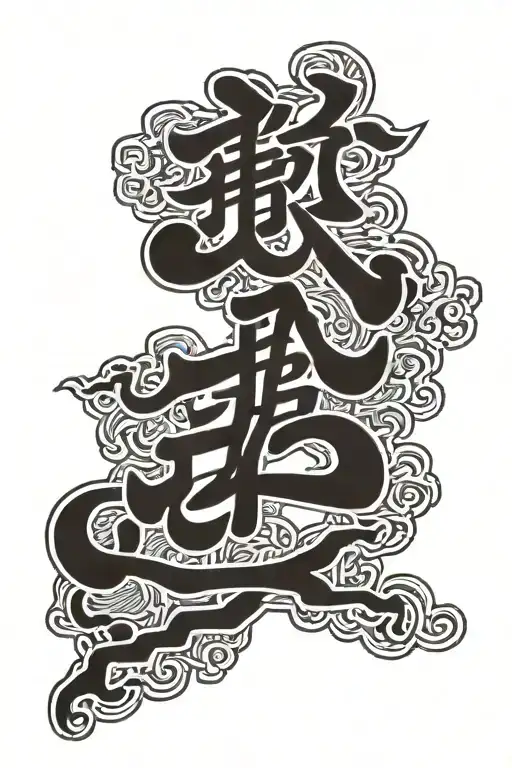 never give up in chinese tattoo design idea