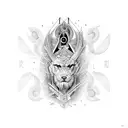 Mythology based sleeve in black and white  tattoo design idea