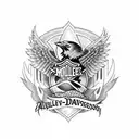 Harley Davidson full sleeve tattoo with fire and ravens tattoo design idea