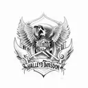 Harley Davidson full sleeve tattoo with fire and ravens tattoo design idea