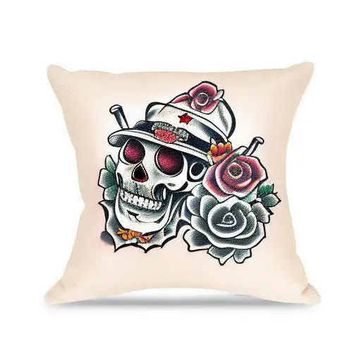 straw hat on dia de los muertos skull tattoo design idea