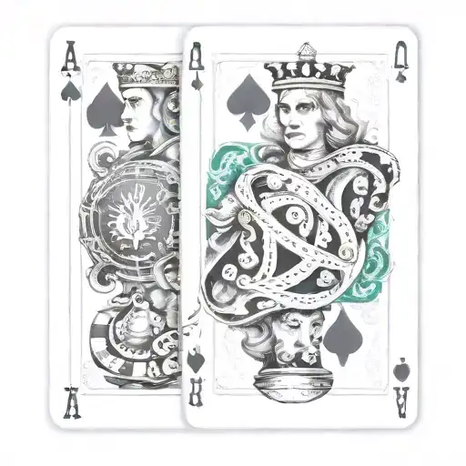 rummy hand, dice, flames, life's a gamble,  tattoo design idea