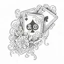 winning rummy hand, casino theme, two die, flames, life's a gamble quote, back of hand tattoo design tattoo design idea