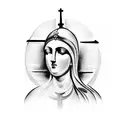 Create a tattoo inspired by statues and religious iconography tattoo design idea