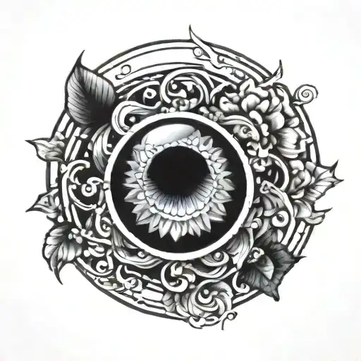 black only shiny  halo tattoo design idea
