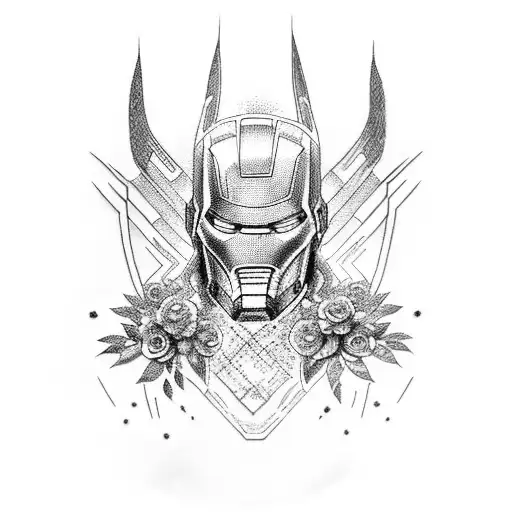 Loki, Bucky, Wanda and Iron man with flowers  tattoo design idea