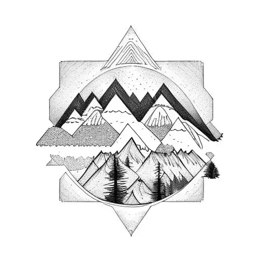 Mountain Scene tattoo design idea