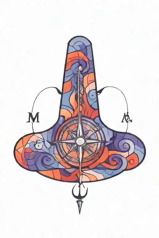 the name Melissa with compass tattoo design idea