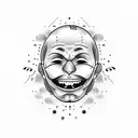 men crying tears hiding behind happy face mask  tattoo design idea