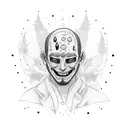 men crying tears hiding behind happy face mask  tattoo design idea