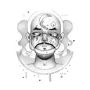 men crying tears hiding behind happy face mask  tattoo design idea