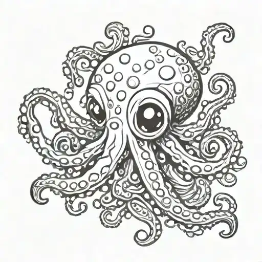 cute octopus tattoo design idea