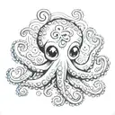 cute octopus tattoo design idea