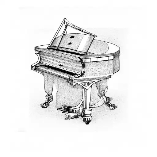 A grand piano with intricate floral patterns tattoo design idea