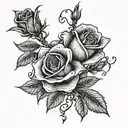 name sandro with roses with thorns tattoo design idea