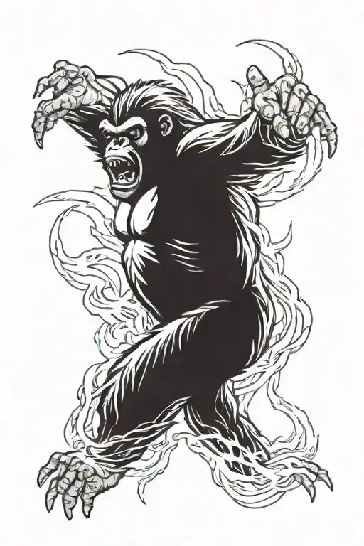angry gorilla horror style tattoo design idea