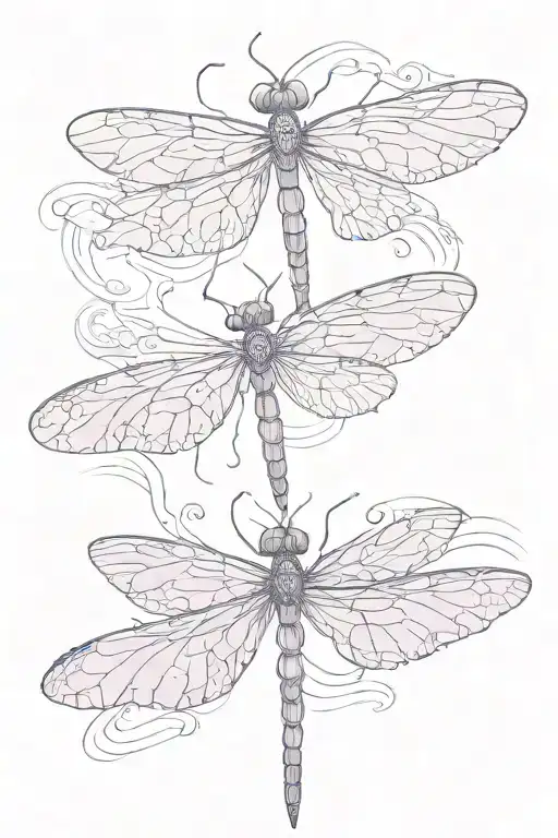 - **Design**: A linework dragonfly featuring two wings on each side.  - **Wings**: Each wing has a faded purple gradient tattoo design idea