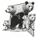 bear with three cubs playing tattoo design idea
