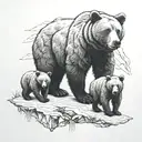 bear with three cubs playing tattoo design idea