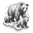 bear with three cubs playing tattoo design idea