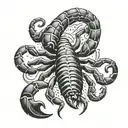 scorpion surrounded by quote 'fortis fortuna advait' tattoo design idea