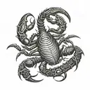 scorpion surrounded by quote 'fortis fortuna advait' tattoo design idea