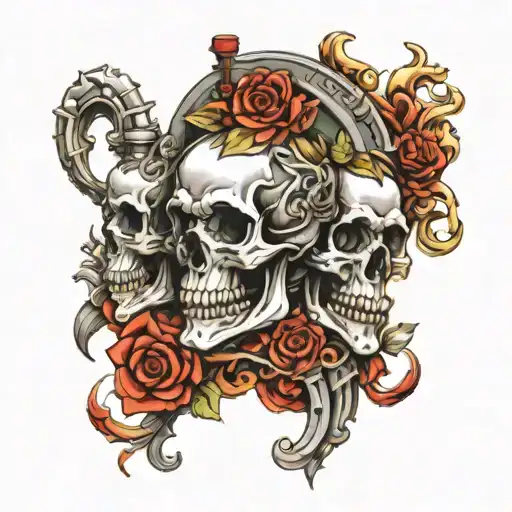 hephaestus engineering skulls roman architecture  tattoo design idea