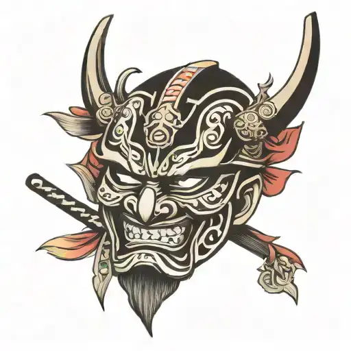 samurai mask tattoo design idea