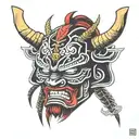 samurai mask tattoo design idea