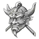 samurai mask tattoo design idea
