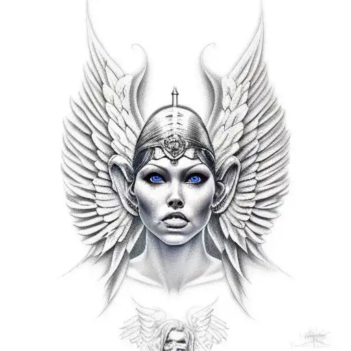 Realism Warrior Angel Of Heaven Tattoo Idea - BlackInk AI