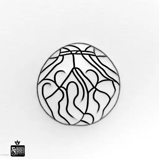 A minimalist tattoo of a basketball with steam rising from it, symbolizing the client's passion for basketball and coffee. tattoo design idea