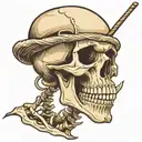skeleton with toothpick in mouth tattoo design idea