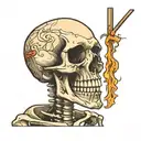 skeleton with toothpick in mouth tattoo design idea