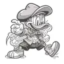 Dark Donald Duck tattoo, evil grin, fighting stance tattoo design idea