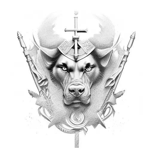 discipline, bravery, greek tattoo design idea