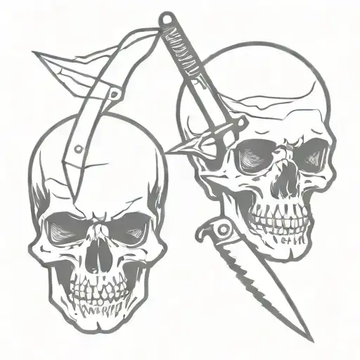 skull and knife tattoo design idea